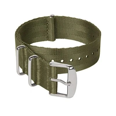 Imagen de Archer Watch Straps Correas NATO de Nylon como un Cinturón Seguridad Correa Reloj Diseño Militar Verde Oliva/Piezas Metálicas Color Acero, 18mm