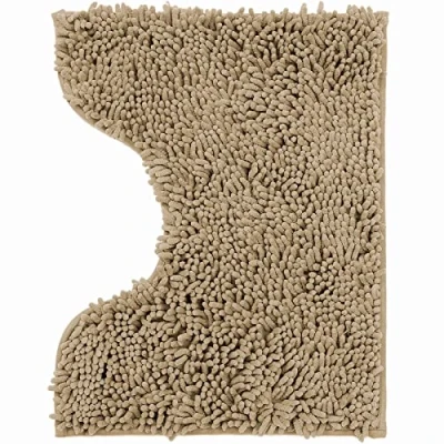 Imagen de Poligono Alfombra baño de Microfibra, Alfombrilla WC Forma U 70 x 120 cm, Suave, Antideslizante,Caqui
