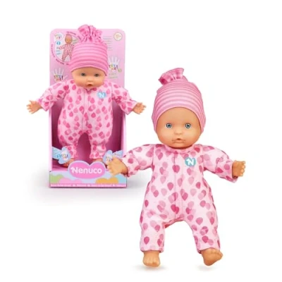 Imagen de NENUCO Muñeco Blandito 3 Funciones, Hace Sonidos de Bebé Cuando le Aprietas Las Manos y Pies, Puede Meterse el Dedo en la Boca, Juguete para Niños 10 Meses, Famosa (NFNA9000)