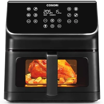 Imagen de Cosori Freidora de Aire Práctica 6,2L con Ventana Air Fryer 1700W, Tecnología Rapid Air, 55% Menos Energía, 13 Automáticos Modos,Uso Fácil, LED Panel Táctil, Acero Inox Interior, Hasta 205ºC y 60 Min