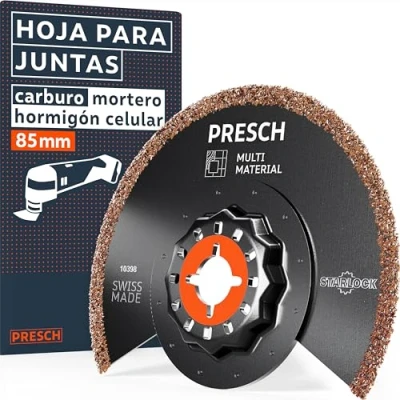 Imagen de Presch Accesorio Multiherramienta Segmentado 85mm Starlock para juntas de lechada y hormigón Recubrimiento carburo grano 30 Corte preciso hasta en las esquinas
