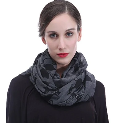 Imagen de Lina &amp; Lily Bufanda Infinita Snood con Estampado de Gatos (Gris oscuro)