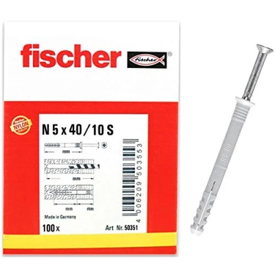 Imagen de fischer Tornillo y taco de golpe acero N 5X40/15 para hormigón, Caja 100 unidades