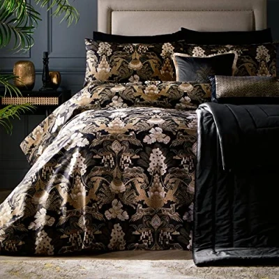 Imagen de Laurence Llewelyn Bowen Suburban Jungle Juego de Funda nórdica Tamaño Cama Super King en Negro/Dorado