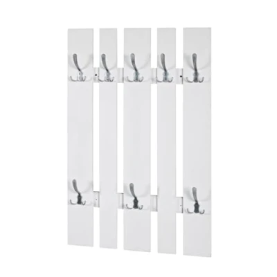Imagen de HAKU Möbel Perchero de pared acero inoxidable, blanco, MDF, metal Dim.: AN 65 cm x AL 100 P 9 cm, Estilo: Moderno