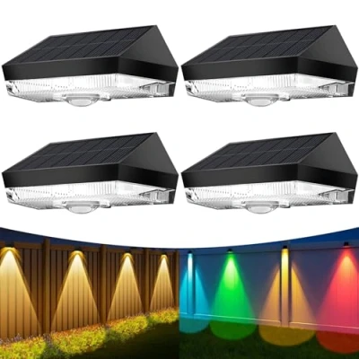 Imagen de Anmossi Luces Solares para Exteriores,4 Piezas Jardin Impermeable,10 Colores de Luz,Blanco Cálido,Blanco Frío y RGB,Luces Led Exterior Jardin, Escalones,Vallas,Patios,Terrazas