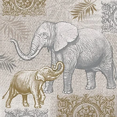 Imagen de Servietten Tiere 20 servilletas elefantes en oro/plata animales diseño de África africana India decoración mesa 33 x cm