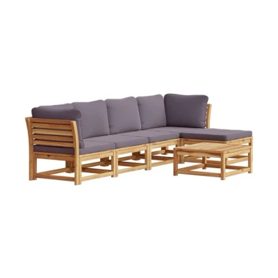 Imagen de vidaXL Muebles de Jardín 6 Piezas con Cojines Mobiliario Patio Terraza Exterior Hogar Sofá Silla Asiento Suave Robusto Madera Maciza Acacia