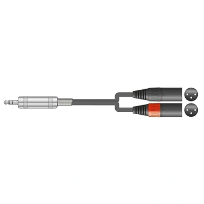 Imagen de Citronic conector estéreo macho de 3,5 mm a 2 conectores XLR macho, cable audio blindado calidad profesional, dobles fundidos presión y TRS equilibrado