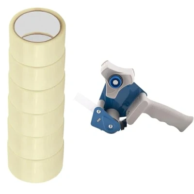 Imagen de D.RECT Desenrollador para cinta adhesiva con 6 rollos de transparente (50 m x 48 mm, carrete embalaje hasta 50 mm ancho, embalar paquetes