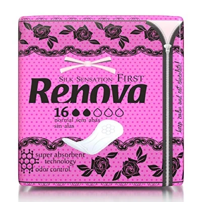 Imagen de Renova First Compresas Normal Sin Alas, 16 Compresas, Finas y Absorbentes