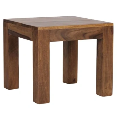 Imagen de WOHNLING Mesa de café Sheesham Madera Maciza 45 cm diseño la Sala Amplia Estilo rústico Color marrón Oscuro