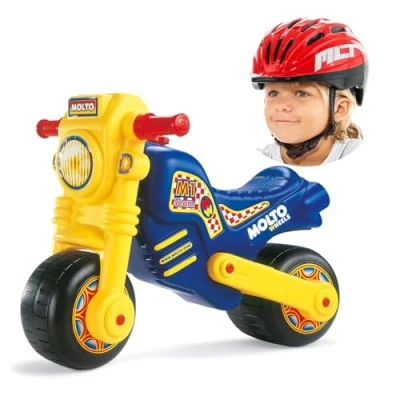 Imagen de MOLTO Moto Correpasillos Cross con Casco Rojo Corre Pasillos Todo Terreno Juguetes Infantiles Seguros y Resistentes Fomenta el Sano Desarrollo De Niños Niñas 18 a 36 Meses