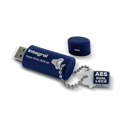 Imagen de Pen Drive de Integral 8GB Crypto 256 Bit Hardware USB encriptado 3.0 Pendrive con contraseña Doble Memoria FIPS 197, protección ataques por Fuerza Bruta, Impermeable Tres Capas