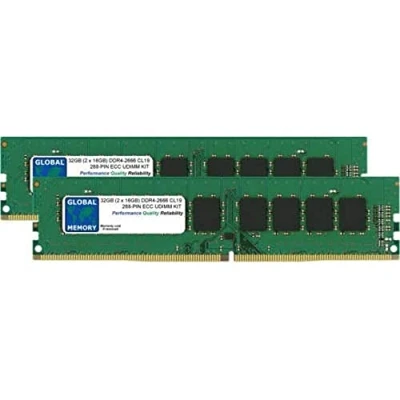 Imagen de 32GB (2 x 16GB) DDR4 2666MHz PC4 21300 288 PIN ECC DIMM (UDIMM) Memoria RAM Kit para SERVIDORES/Estaciones DE Trabajo/Placas Base