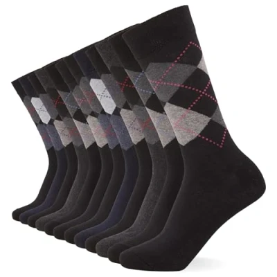 Imagen de FM London 12PACK Argyle Calcetines, Hombre, Talla: 39 45, Black