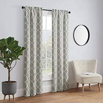 Imagen de Pairs to Go Vickery Barra Decorativa Moderna Cortinas de Ventana Bolsillo para Dormitorio o Sala Estar (Panel Doble), Mezcla algodón, Gris, 28 in x 84