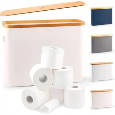 Imagen de Lonbet Soporte de Almacenamiento Papel higiénico Beige con 12 Rollos Tapa