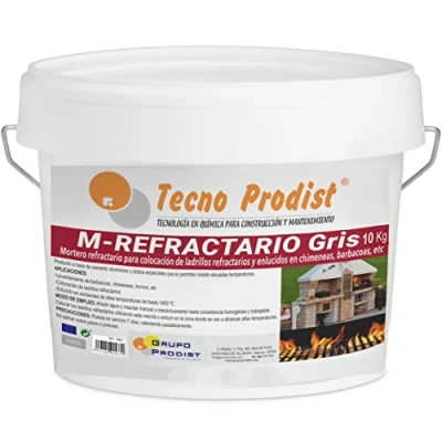 Imagen de M refractario GRIS de Tecno Prodist (10 Kg) Mortero especial para ladrillos refractarios y enlucidos en zonas que alcancen altas temperaturas como barbacoas, hornos o chimeneas (Gris)