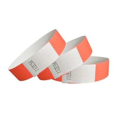 Imagen de CINTAPUNTO 500 pulseras de entrada tipo tyvek, identificación, festivales, neón, para eventos, seguridad, fiestas, irrompibles, 16 colores (Neon Red)