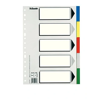 Imagen de Esselte Separadores de plástico, PP, Tamaño folio, Gama ECO, 5 pestañas, Multicolor, 11609