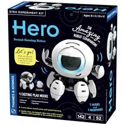Imagen de Thames &amp; Kosmos Hero: Kit STEM de robot con detección sonido, finalista del juguete año, construye un que reacciona a los sonidos, explora la ingeniería, tecnología audición