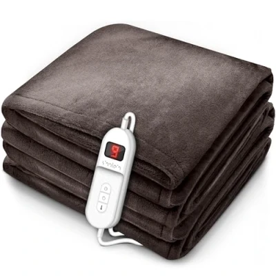 Imagen de sinnlein® Calienta Camas Manta Eléctrica 180 x 130 cm Marrón con Desconexión Automática y Temporizador 9 Niveles de Temperatura Pantalla Digital Lavabale hasta 40C