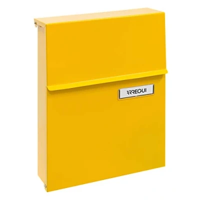 Imagen de ARREGUI Line E6808 Buzón Exterior de Acero Tamaño S (Correo DIN A5) Pared Pequeño Correo con Cerradura Tapada Antilluvia Moderno Fácil Instalar Amarillo