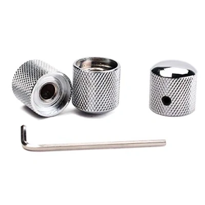 Imagen de Alnicov Perillas de control guitarra precisión con 1/4 pulgadas (6,0mm) diámetro Juego 3 pomos cúpula potenciómetro moleteado cromo