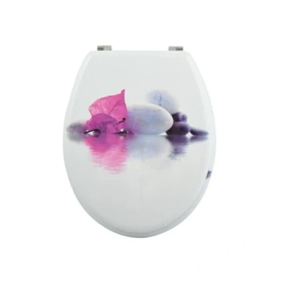 Imagen de MSV Asiento DE BAÑO MDF Bornéo BISAGRAS Acero Inoxidable, Multicolor, 42.5x36.5x1.7 cm