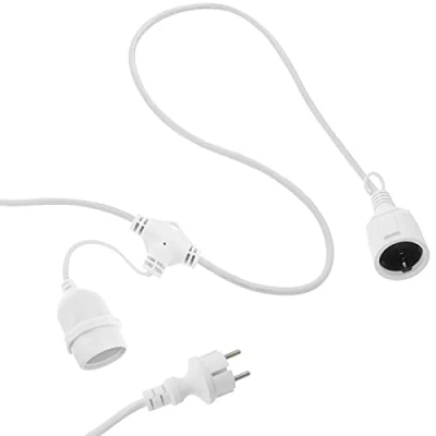 Imagen de PrimeMatik Guirnalda 20 Bombillas Luces con Casquillo E27 Exterior IP44 Cable eléctrico 10m Extensible Blanco