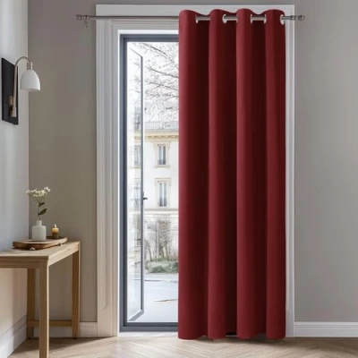 Imagen de Deconovo Cortinas Dormitorio Salon Opacas Moderna con Ojales, Termicas Aislantes Frio y Calor 132x214 cm(Ancho x Alto) Rojo, 1 Pieza