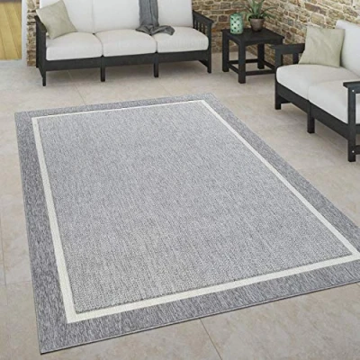 Imagen de Paco Home Alfombra Interior Exterior Terraza Balcón Intemperie Estilo Escandinavo, tamaño:200x290 cm, Color:Gris 2