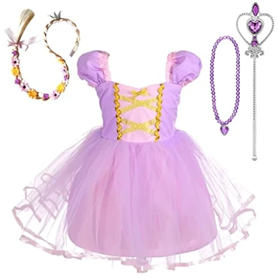 Imagen de Lito Angels Disfraz de Princesa Rapunzel con Accesorios Vestido Tul para Bebé Niñas Talla 12 18 Meses, Morado
