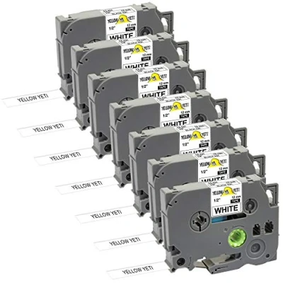 Imagen de Yellow Yeti 7 Casetes de Cinta Laminada TZe 231 TZ negro sobre blanco 12mm x 8m Etiquetas compatibles para Brother P Touch PT 1000 H100 H100LB H110 D210 D210VP D600VP E110 E110VP P700