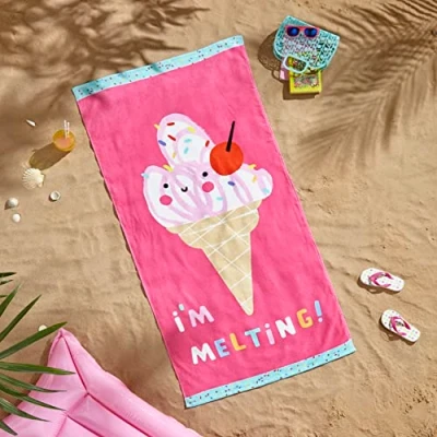 Imagen de Catherine Lansfield Toalla de Playa I&#039;m Melting Cotton 76 x 160 cm, Color Rosa