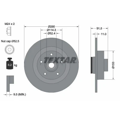 Imagen de TEXTAR 92316503 Disco de freno 290 11 05/05 114,3 macizo revestido con anillo sensor ABS, cojinete rueda, buje rueda RENAULT: Megane 4