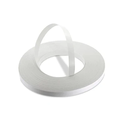 Imagen de WoodPress® Cinta adhesiva de melamina blanca perlada 15 mm, rollo comercial 50 m, aplicación madera para planchar