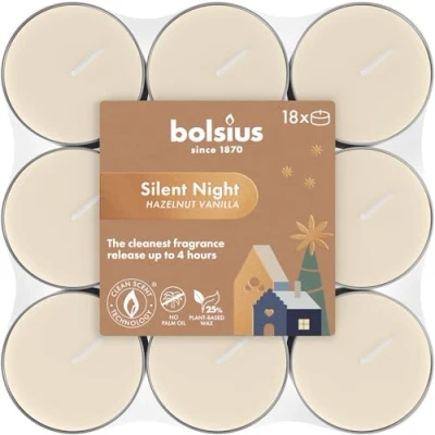 Imagen de Bolsius Silent Night Velas Tealight Aromáticas Duración de quema 4 horas Extractos Naturales Contiene Cera Vegana Sin Aceite Palma
