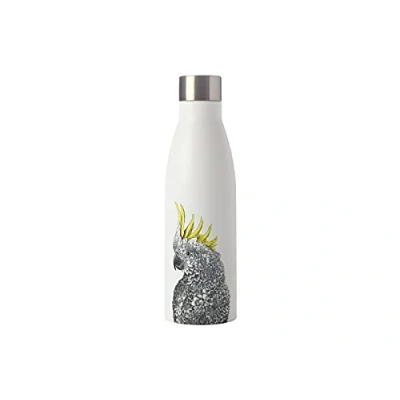 Imagen de Maxwell &amp; Williams Marini Ferlazzo Botella Térmica de Agua con Diseño Cacatúa Gorro Amarillo Acero Inoxidable 18/10, 500 ml Blanco