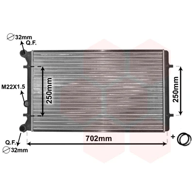 Imagen de VAN WEZEL 03002155 Radiador, refrigeración del motor Aluminio 650 415 34 *** IR PLUS con accesorios Aletas unidas mecánicamente