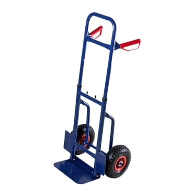 Imagen de Carretilla de transporte plegable, marco tubo acero, 200 kg, carga aire, neumáticos goma, protección ruedas, asas ergonómicas