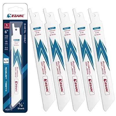 Imagen de EZARC Hojas de sierra sable Bimetálica Cobalt R622PT 150mm 18TPI puede Cortar Metal Delgado 5 piezas
