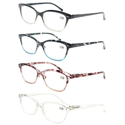 Imagen de MODFANS Un Pack de Cuatro Gafas Lectura 2.25 para Mujeres Presbicia,Buena Vision Ligeras Comodas,Vista Cerca/Vista Cansada,Colores Negro Azul Rosa Transparente