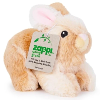 Imagen de Zappi Co Peluche de Conejo 100% Reciclado (15cm Largo) Colección Animales Suaves, acogedores y ecológicos para el Primer niño recién Nacido