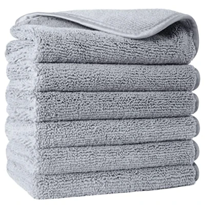 Imagen de Polyte Toalla para la Cara de Microfibra superabsorbente antipelusa Gris 33 x cm Pack 6