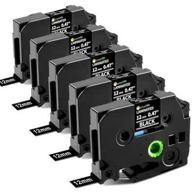 Imagen de Markurlife Cinta Etiquetas TZ Tape 12mm 0,47 Compatible para Brother P touch TZe 335 Cassette Etiquetadora Ptouch PT H110 1000 1005 1010 D210 H100LB P300BT, Blanco sobre Negro