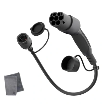 Imagen de dé Adaptador Tipo 2 a Schuko 16A 0,6m Carga Fácil en estacion de Coche/Wallbox 230V, IP55 para Bicicletas Eléctricas, Scooters Eléctricos y Motos No V2L