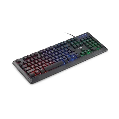 Imagen de DR1TECH Puma+ Teclado Gaming para PC Retroiluminado Y Ergonómico 104 Teclas con 6 Key Rollover USB Cable Rainbow Keyboard (QWERTY Internacional)