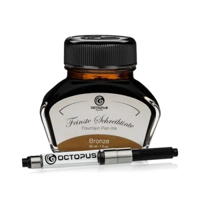 Imagen de Octopus Fluids Bronze tinta para escribir con convertidor incluido, pluma estilográfica, 30 ml Marrón